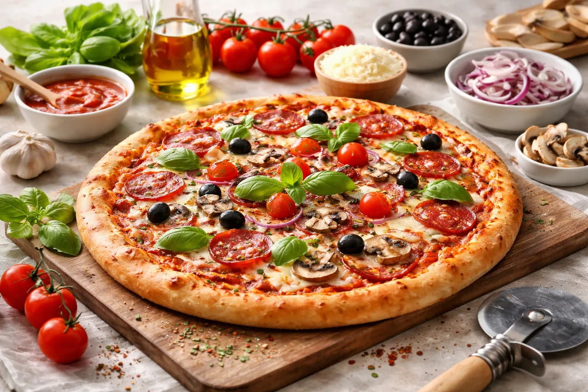 Comment faire une pizza maison avec une garniture variée et savoureuse